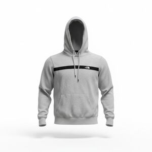 The North Face Grey Pullover Hoodie with Contrast Stripe